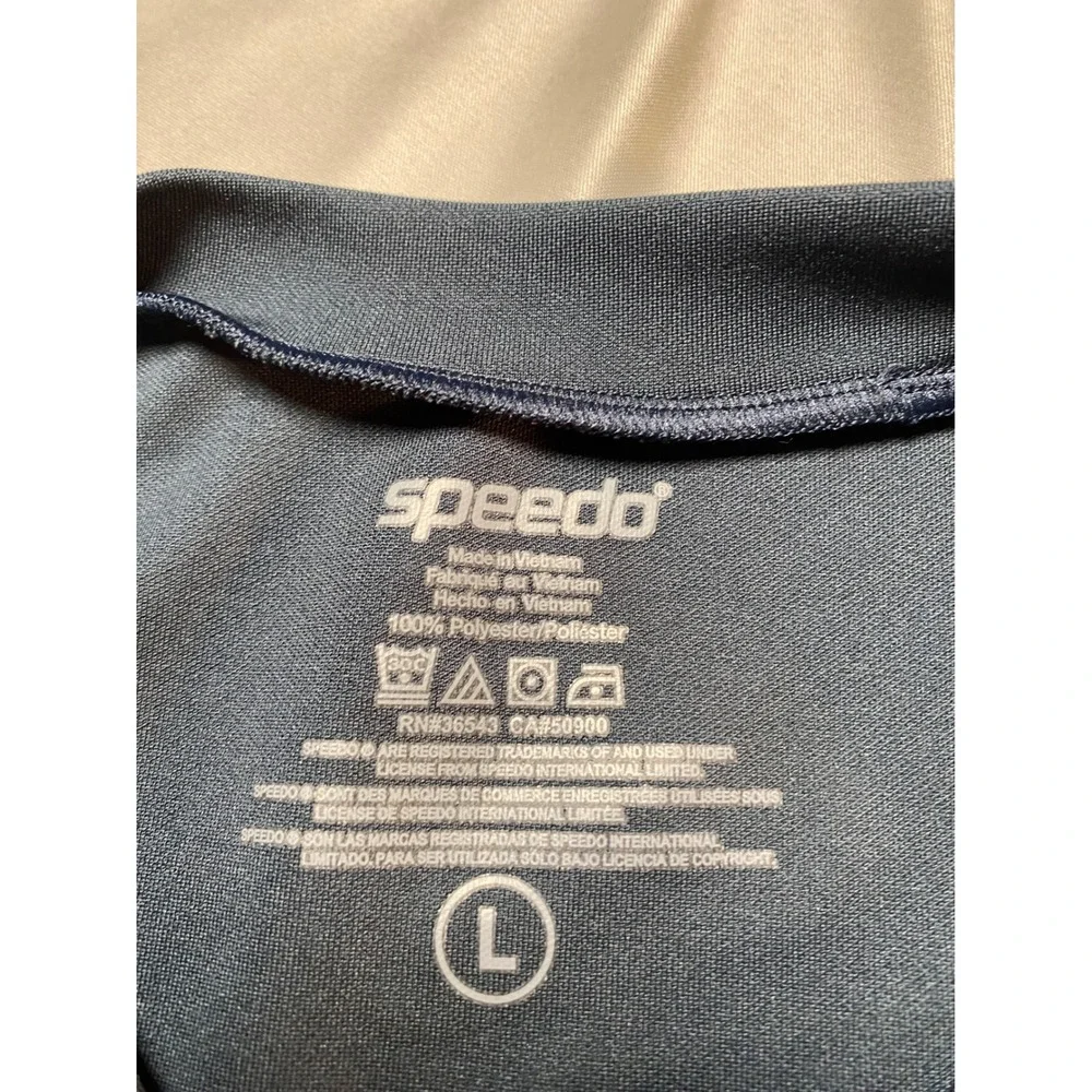 Speedo Mens Rash Guard Gray Block The Burn UV Protection Swim Shirt Large